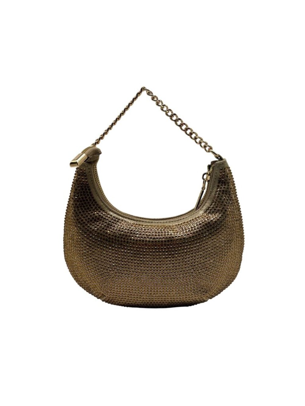 Nina Gold Crystal Crescent Moon Crossbody Bag